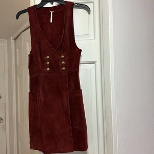 Free People Bordeaux Suede Leather Jumper Dress